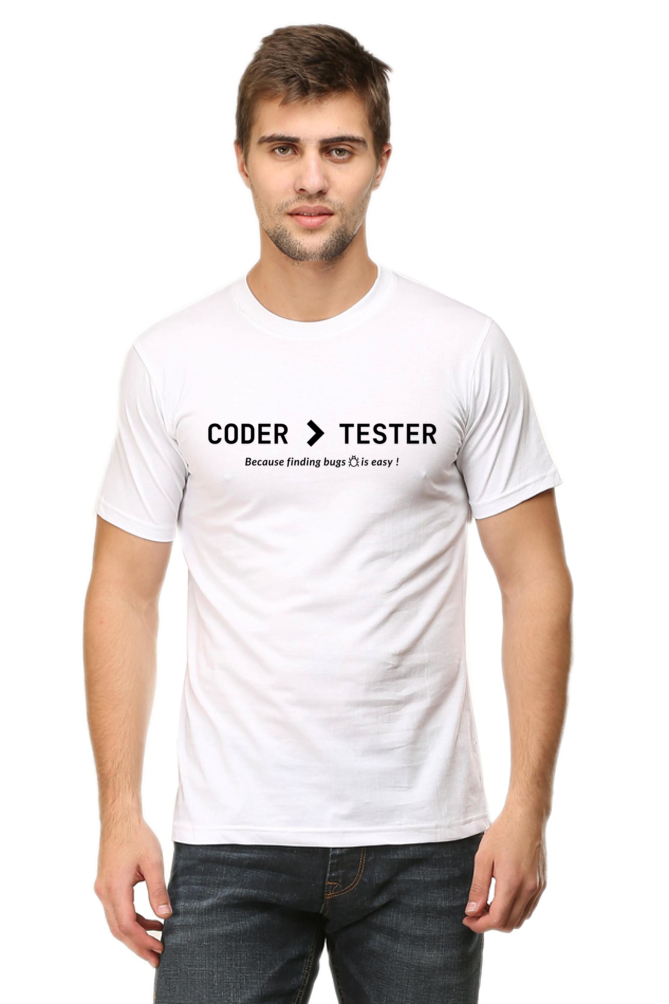 Coder > Tester Round neck T-shirt