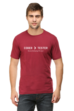 Coder > Tester Round Neck t-shirt