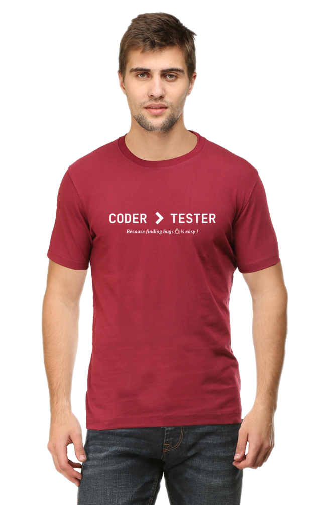 Coder > Tester Round Neck t-shirt