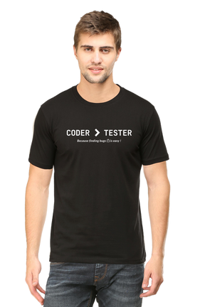 Coder > Tester Round Neck t-shirt