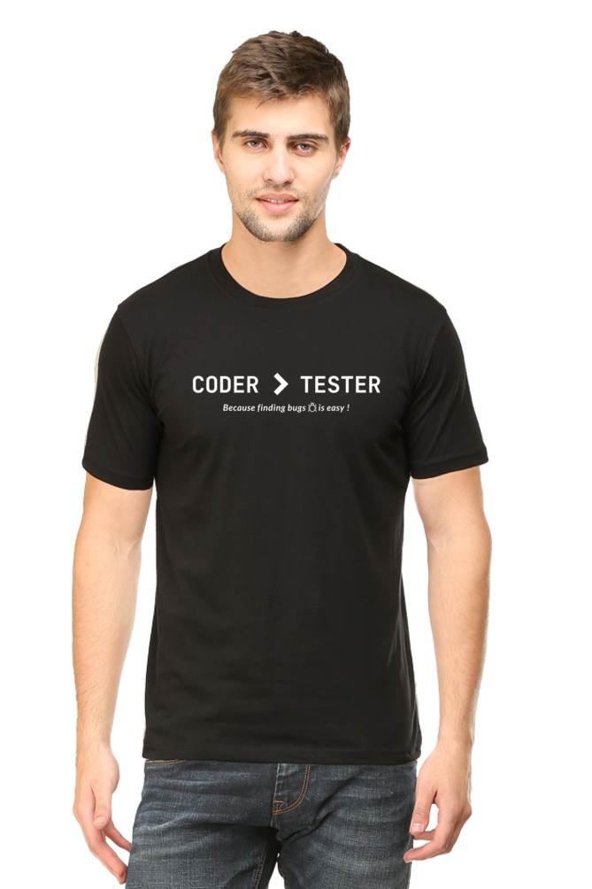 Coder > Tester Round Neck t-shirt