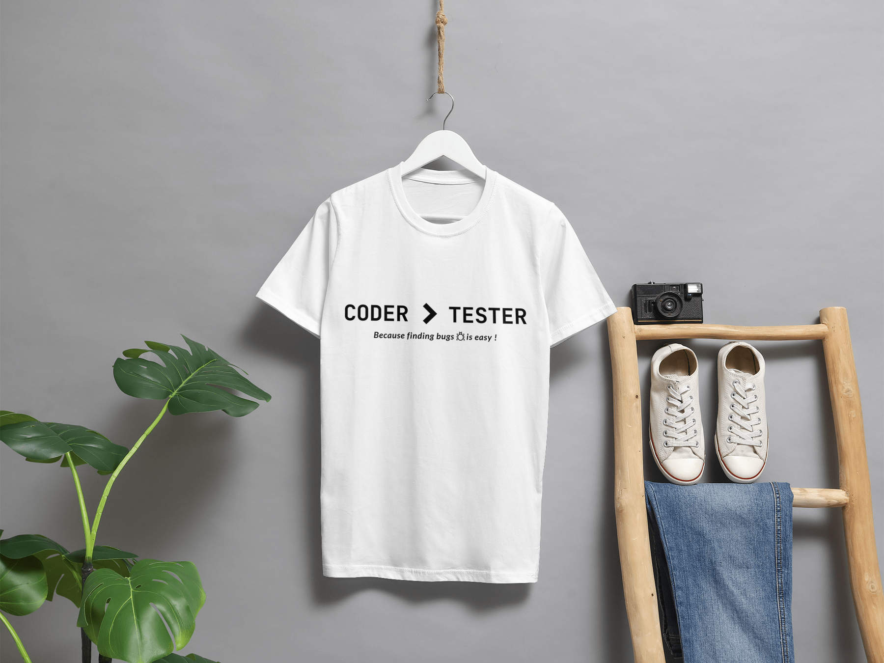 Coder > Tester Round neck T-shirt