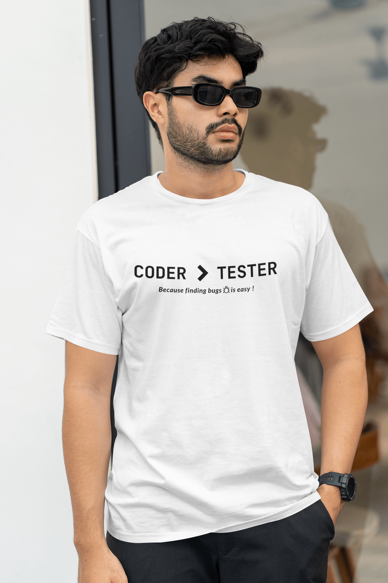 Coder > Tester Round neck T-shirt