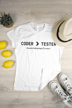 Coder > Tester Round neck T-shirt